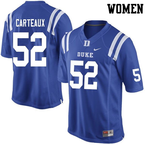Women #52 Cole Carteaux Duke Blue Devils College Football Jerseys Sale-Blue